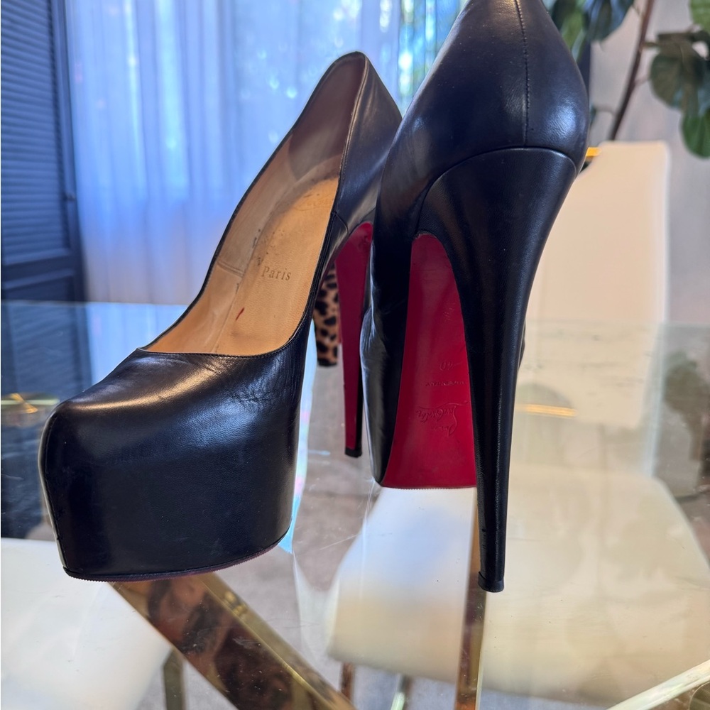Christian Louboutin Black and Red Heels with Signature Red Sole
